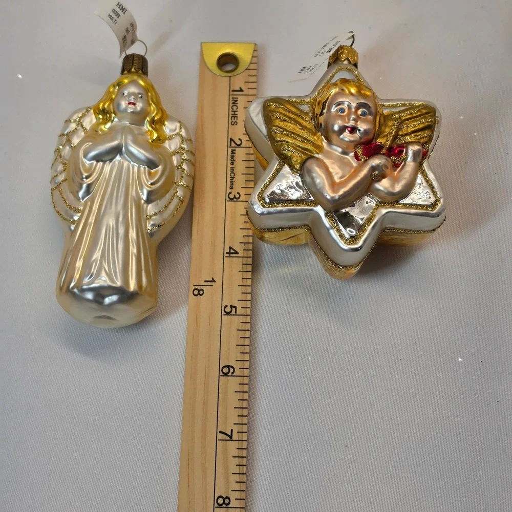 HM Christmas Ornaments Unisex OS Gold Silver NEW 9pc Vintage Style Glass Lot